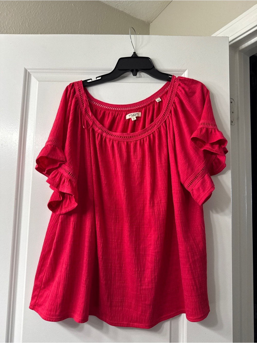 Max Studio Hot Pink Ruffle Sleeve Blouse